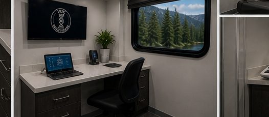 Private telehealth consultation room inside a VUC mobile health unit